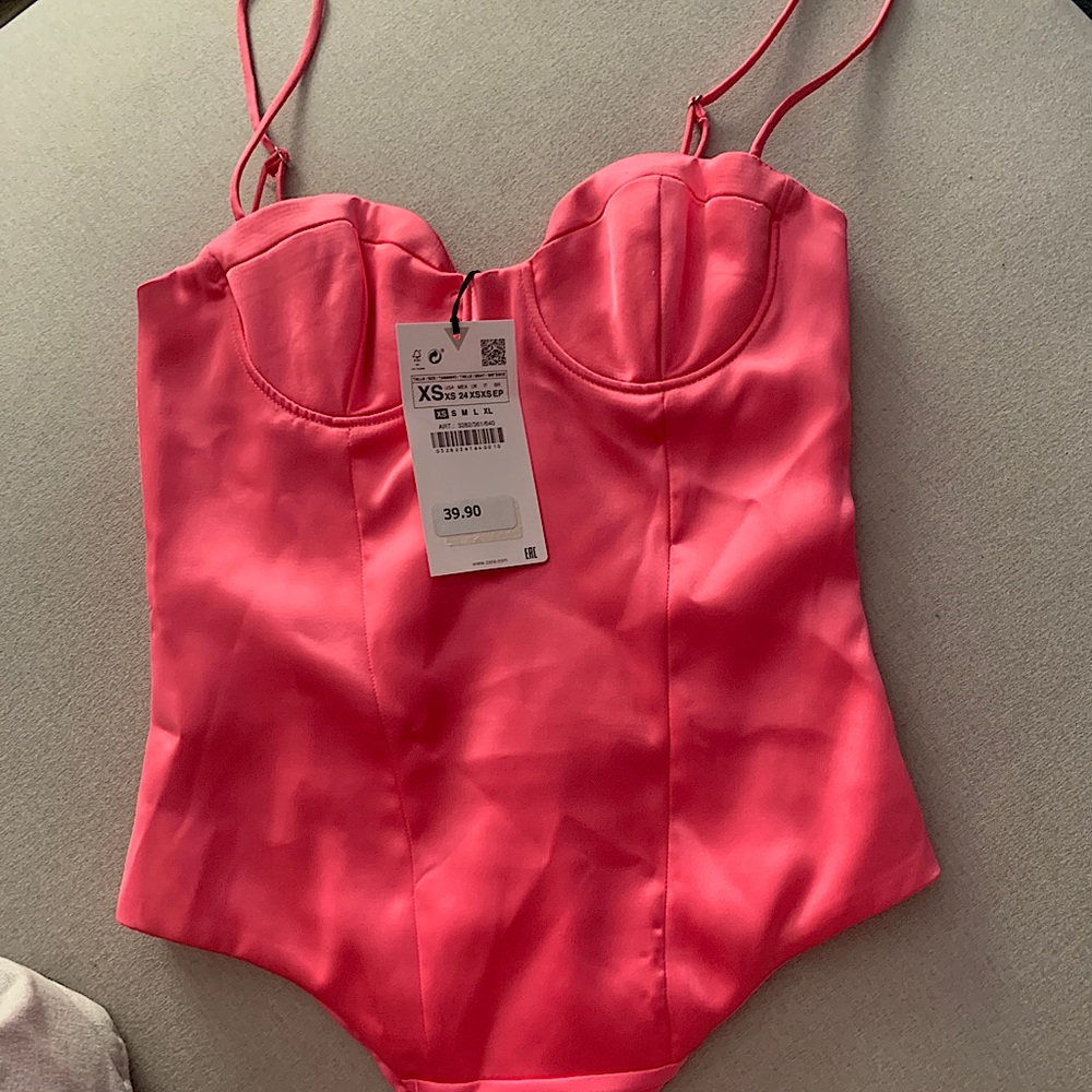 Zara Satin Effect Bustier Bodysuit